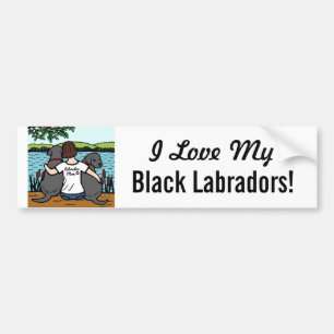 Twee Zwart Labradors en Mamma Bumpersticker