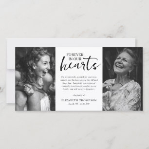 Twee zwart-wit foto's dank je bij overlijden bedankkaart