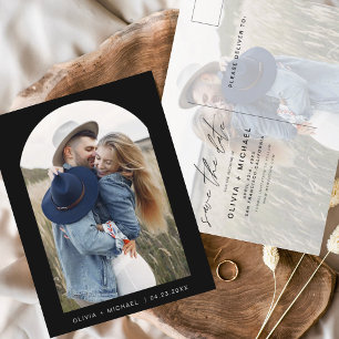 Twee Zwart-wit foto's opslaan het Briefkaart Datum