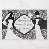 Twee zwarte bruidjes op onze huwelijksdag botanisc sparkling wijnetiket (Enkel label)