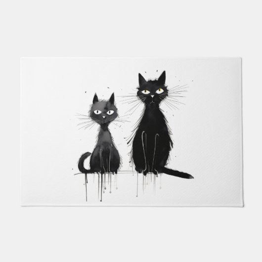 Twee zwarte katten deurmat (Voorkant)