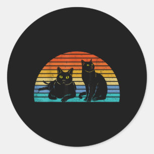 Twee zwarte katten Kleurrijke achtergrond Kattenli Ronde Sticker