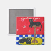 Twee zwarte katten magneet (Voorkant / Achterkant)