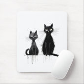 Twee zwarte katten muismat (Met muis)