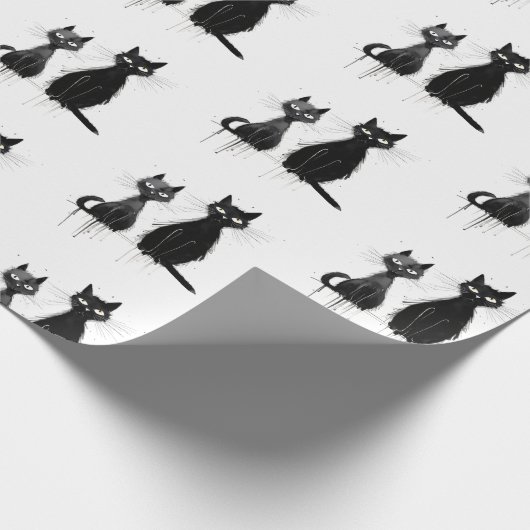 Twee zwarte katten ontwerpen cadeaupapier (Hoek)