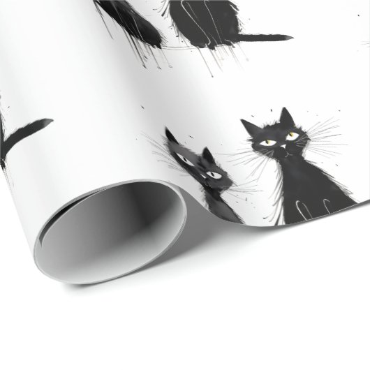 Twee zwarte katten ontwerpen cadeaupapier (Rol Hoek)