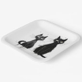 Twee zwarte katten papieren bordje (Gebogen)
