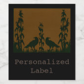 Twee zwarte kraaien wijn etiket (Enkel label)