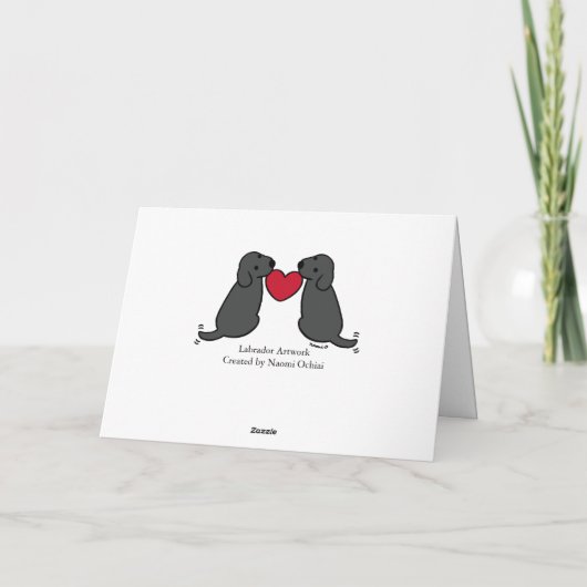 Twee zwarte labradors met hart dank u bedankkaart (Achterkant)