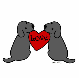 Twee zwarte labradors met Love Cartoon Fotobeeldje Magneet