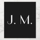 Twee zwarte monogram Minimale witte typografie Wijn Etiket (Enkel label)