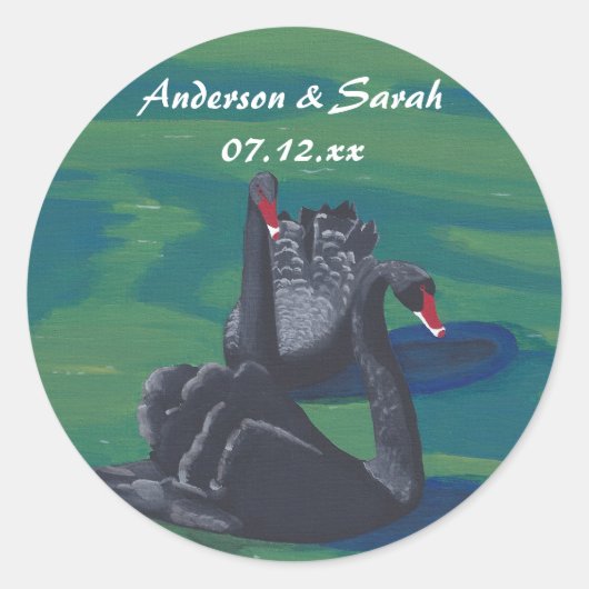 Twee zwarte zwemmen Aangepaste Datum ticker Ronde Sticker (Voorkant)
