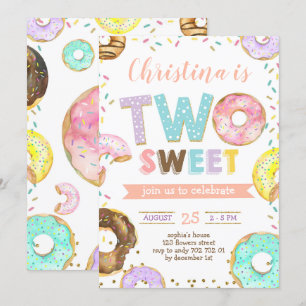 Twee zweet Donut Girl 2e verjaardag prins Kaart