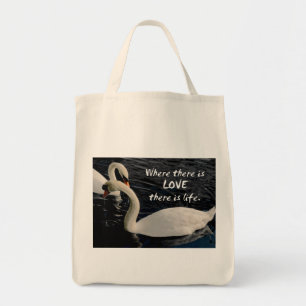 Twee zwemmen op Lake met Love Message Tote Bag
