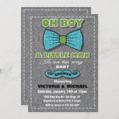 Tweed Little Man Baby Douche Uitnodigingen (Voorkant / Achterkant)