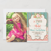 Tweede 2e verjaardagsuitnodigingen meisje twee wil kaart (Voorkant)