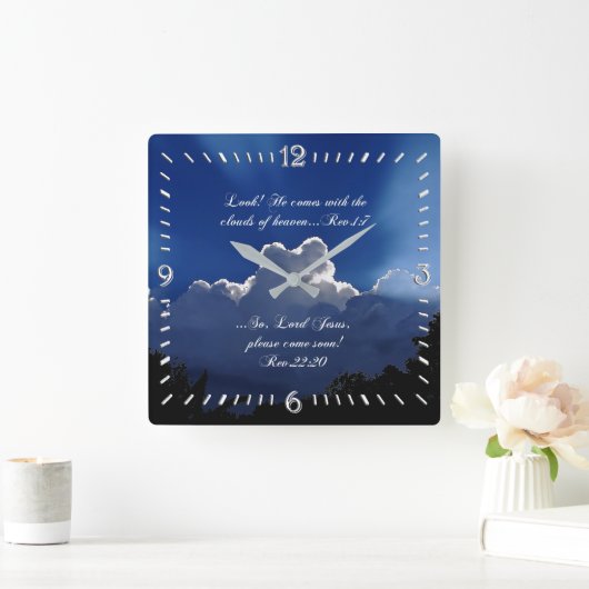 Tweede aankomende Inspirerend Scripture Square Clo Vierkante Klok (Huis)