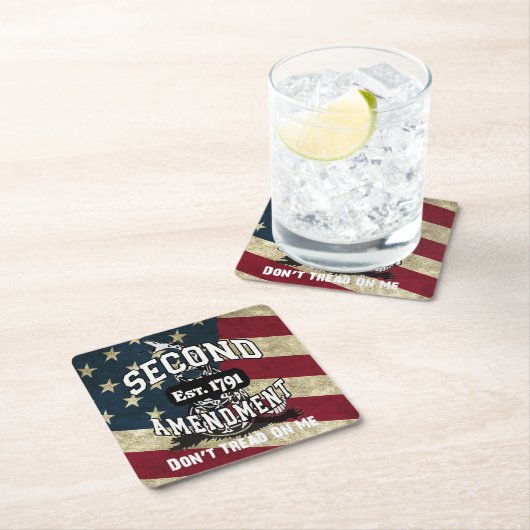 Tweede amendement Gadsden Flag niet over mij Vierkante Kartonnen Onderzetter (Insitu)