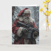 Tweede Amendement Grappig Kerstman Kaart (Gele Bloem)