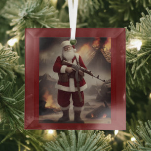 Tweede Amendement Santa Funny Christmas Glas Ornament