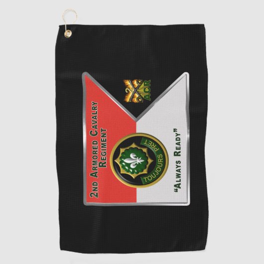 Tweede Armored Cavalry Regiment Guidon Golfhanddoek (Voorkant)