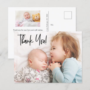 Tweede Baby Girl Foto Baby shower Bedankt Briefkaart