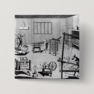 Tweede Bord van de wol-industrie Vierkante Button 5,1 Cm