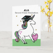 Tweede graad Afstuderen gefeliciteerd Unicorn Kaart (Gele Bloem)