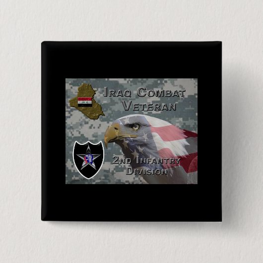 Tweede infanteriediv Irak Combat Veteran Vierkante Button 5,1 Cm (Voorkant)