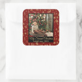 Tweede Kerstmis Aangepaste serie Foto tekst Sjablo Vierkante Sticker (Tas)