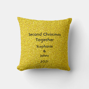 Tweede Kerstmis met Glittery Golden Yellow Kussen