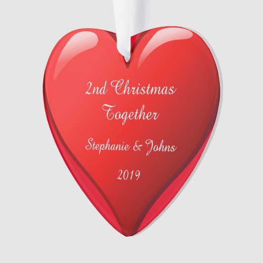 Tweede Kerstmis samen met het juweelhart 2019 Rood Ornament (voorkant)
