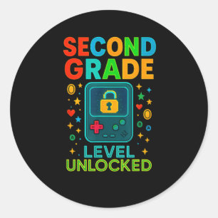 Tweede klas niveau ontgrendeld gamer Ck naar schoo Ronde Sticker