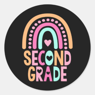 Tweede klas regenboog meisjes jongens leraar schat ronde sticker