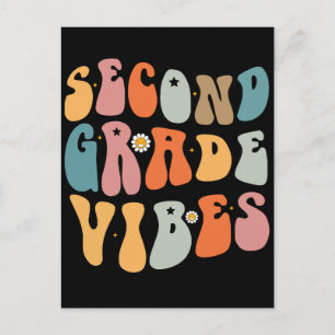 Tweede klas vibes terug naar school groovy school feestdagenkaart