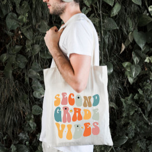 Tweede klas vibes terug naar school groovy school tote bag
