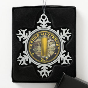 Tweede luitenant tin sneeuwvlok ornament
