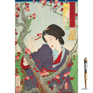 Tweede maand; Tei van Shinbashi bij een pruimenboo Tissuepapier