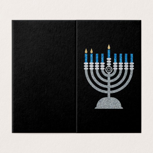 Tweede nacht van Hanukkah Glitter Cards 25 pk Kaart (Buitenkant ongevouwen)