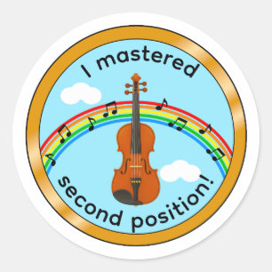Tweede Positie Viool Kinderen Medaille Sticker