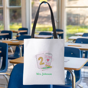Tweede rang voor leerkracht roze preppy Notitieboe Draagtas