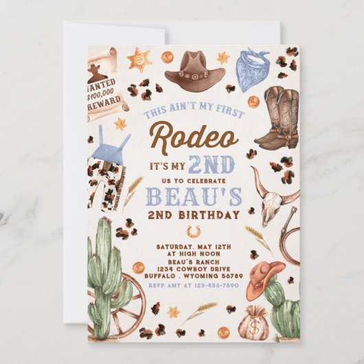 Tweede Rodeo Cowboy Wild West Birthday Party Kaart (Voorkant)