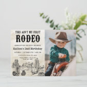 Tweede Rodeo Western Cowboy 2e Verjaardagsfoto Kaart (Staand voorkant)