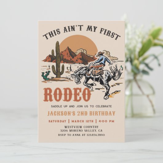 tweede Rodeo Westerne Cowboy 2e verjaardag Kaart (Staand voorkant)