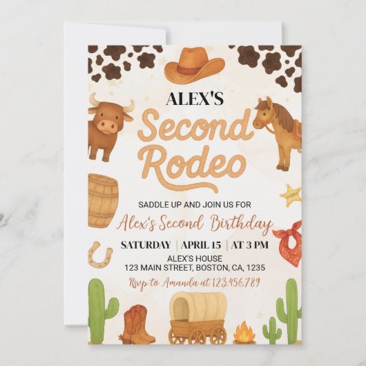 Tweede Rodeo Westerne Cowboy Verjaardagsuitnodigin Kaart (Voorkant)