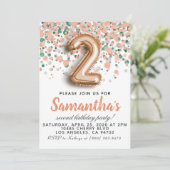 Tweede Roos Gold Birthday Uitnodiging (Staand voorkant)