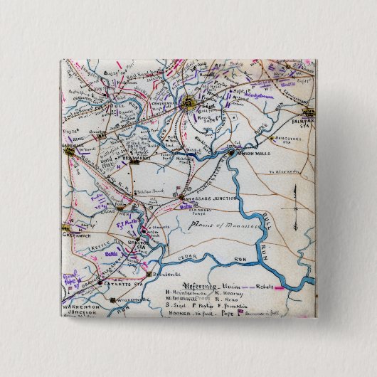 Tweede strijd tegen Bull Run 4 Vierkante Button 5,1 Cm (Voorkant)