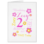 Tweede verjaardag bloem aangepast geel roze geel (Voorkant)