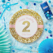 Tweede verjaardag bord roze en goud (Feest)