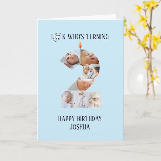 Tweede verjaardag fotokaart kaart (Gele Bloem)